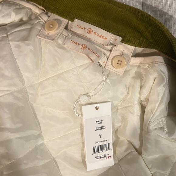 NWT Tory Burch Natural Cream Canvas and Corduroy Cadyn Coat, size 0 - Picture 5 of 8